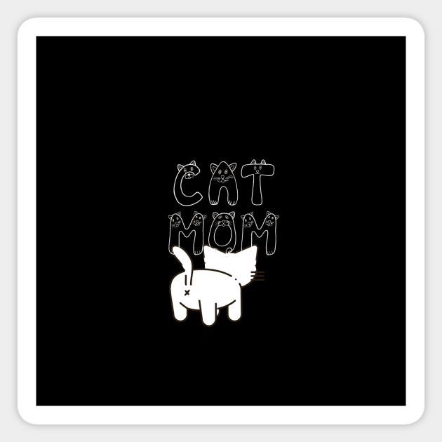 Cat Mom Black and white cat Sticker by PodX Designs 